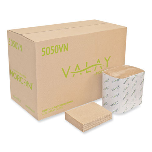 6.3x8.85 Morcon Interfolded Napkins, 1-Ply, Kraft, 6,000/cs