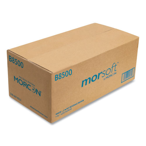 9x9 Morcon Beverage Napkins, 1-ply, White, 4000/cs