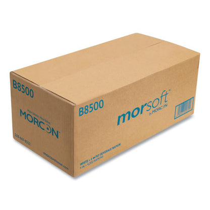9x9 Morcon Beverage Napkins, 1-ply, White, 4000/cs