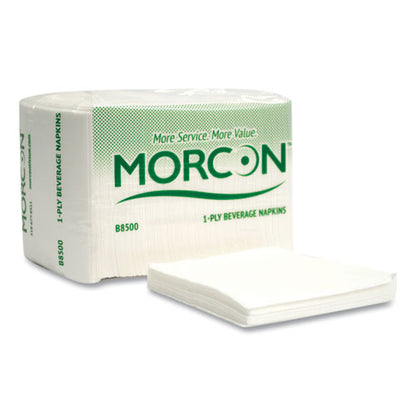 9x9 Morcon Beverage Napkins, 1-ply, White, 4000/cs