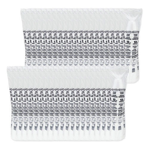 12oz 12J16 DART Foam Drink Cups, White, 1,000/cs