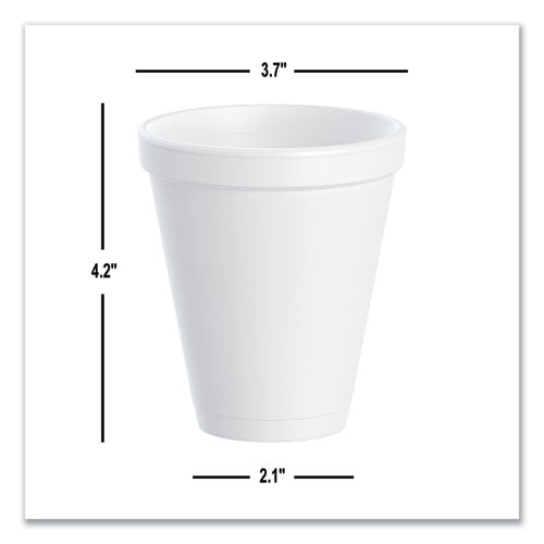 12oz 12J16 DART Foam Drink Cups, White, 1,000/cs