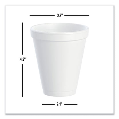 12oz 12J16 DART Foam Drink Cups, White, 1,000/cs