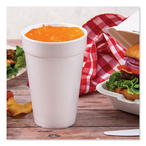 16oz 16J16 Dart Foam Drink Cups, White, 1000/cs