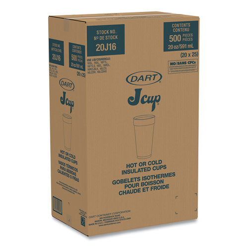 20oz 20J16 Dart Foam Drink Cups, White, 500/cs