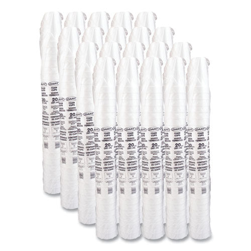 20oz 20J16 Dart Foam Drink Cups, White, 500/cs