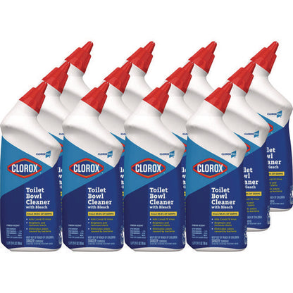 24oz Clorox Toilet Bowl Cleaner With Bleach, Fresh Scent, Bottle, 12/cs