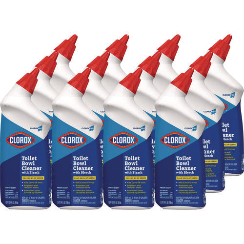 24oz Clorox Toilet Bowl Cleaner With Bleach, Fresh Scent, Bottle, 12/cs