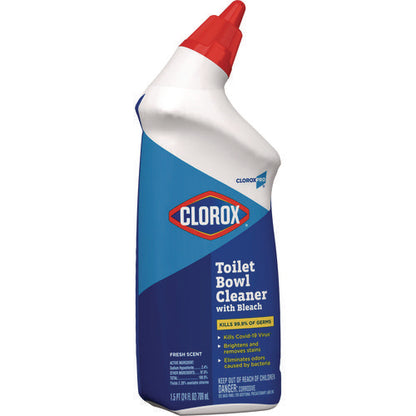 24oz Clorox Toilet Bowl Cleaner With Bleach, Fresh Scent, Bottle, 12/cs