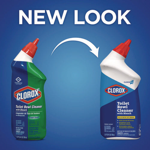 24oz Clorox Toilet Bowl Cleaner With Bleach, Fresh Scent, Bottle, 12/cs