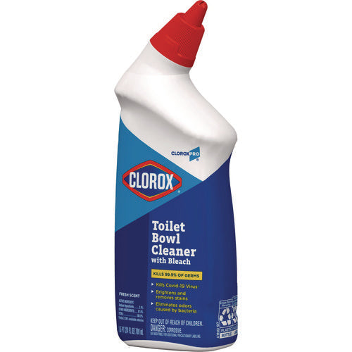 24oz Clorox Toilet Bowl Cleaner With Bleach, Fresh Scent, Bottle, 12/cs