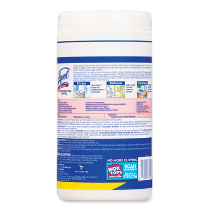 7x7.25 LYSOL Disinfecting Wipes, 1-Ply, Lemon and Lime Blossom, White, 80 Wipes/Canister, 6 Canisters/ct
