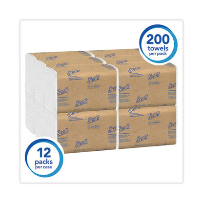 10.13x13.15 Scott Essential C-Fold Towels for Business, Absorbency Pockets, 1-Ply, White, 200/Pack, 12 Packs/Carton