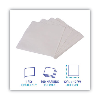 11.8x11.2 Boardwalk Lunch Napkins, 1/4-Fold, 1-Ply, White, 6,000/cs