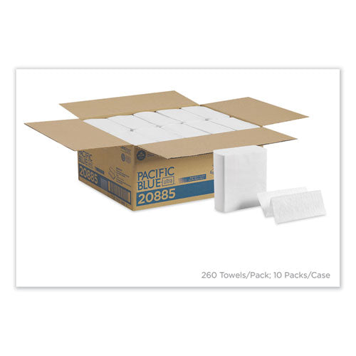 8x11 GEORGIA PACIFIC Pacific Blue Ultra Z-Fold Folded Paper Towels, 1-Ply, White, 260/Pack, 10 Packs/ct