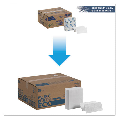 8x11 GEORGIA PACIFIC Pacific Blue Ultra Z-Fold Folded Paper Towels, 1-Ply, White, 260/Pack, 10 Packs/ct