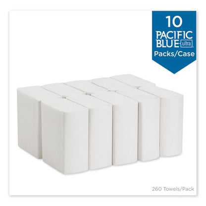 8x11 GEORGIA PACIFIC Pacific Blue Ultra Z-Fold Folded Paper Towels, 1-Ply, White, 260/Pack, 10 Packs/ct