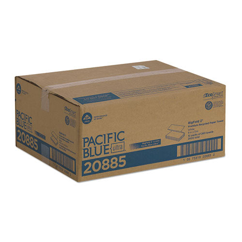 8x11 GEORGIA PACIFIC Pacific Blue Ultra Z-Fold Folded Paper Towels, 1-Ply, White, 260/Pack, 10 Packs/ct