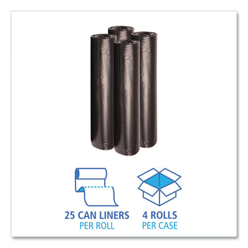 43x47 1.2 mil, 56 gal Recycled Low-Density Polyethylene Can Liners, Black, Perforated, 100/cs