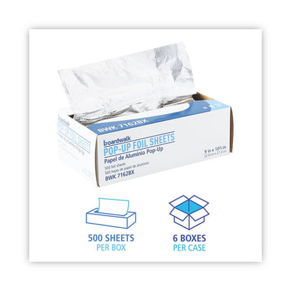 9x10.75 Standard Aluminum Foil Pop-Up Sheets, 63 Gauge, 500 Sheets/Box, 6 Boxes/ct