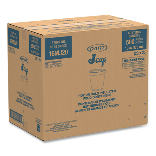 16oz Dart Foam Containers, Squat, White, 500/cs