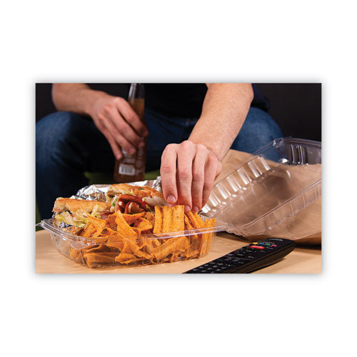 9.3x8.8x3 Dart ClearSeal Hinged-Lid Plastic Containers, Clear, Plastic, 200/cs
