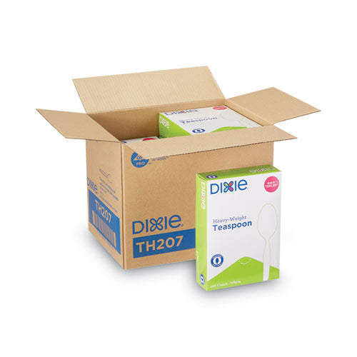 Heavyweight Dixie Plastic Cutlery, Teaspoons, White, 1,000/ct
