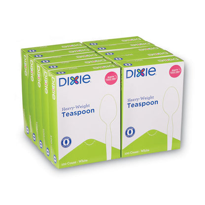 Heavyweight Dixie Plastic Cutlery, Teaspoons, White, 1,000/ct