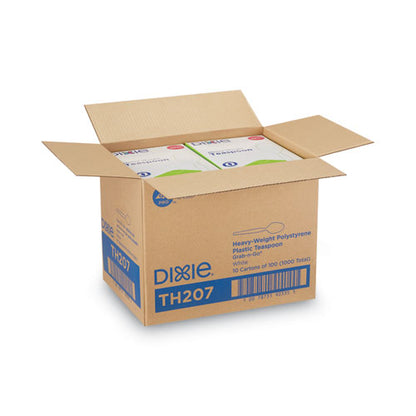 Heavyweight Dixie Plastic Cutlery, Teaspoons, White, 1,000/ct