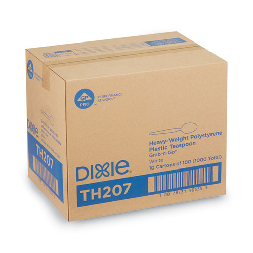 Heavyweight Dixie Plastic Cutlery, Teaspoons, White, 1,000/ct