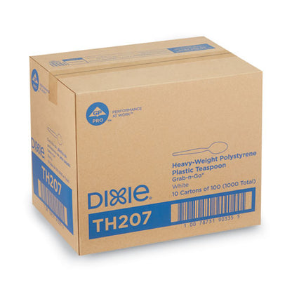 Heavyweight Dixie Plastic Cutlery, Teaspoons, White, 1,000/ct