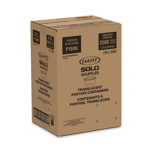 1.5oz Solo Polystyrene Portion Cups, Translucent, 2500/cs
