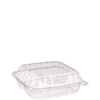 8.25x8.25x3 Dart ClearSeal Hinged-Lid Plastic Containers, Clear, 250/cs