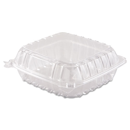 8x8 Dart ClearSeal Hinged-Lid Plastic Containers, 8.3x8.3x3, Clear, 250/cs