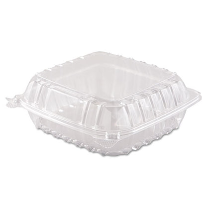 8x8 Dart ClearSeal Hinged-Lid Plastic Containers, 8.3x8.3x3, Clear, 250/cs