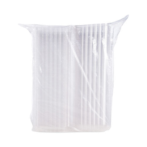 8x8 Dart ClearSeal Hinged-Lid Plastic Containers, 8.3x8.3x3, Clear, 250/cs