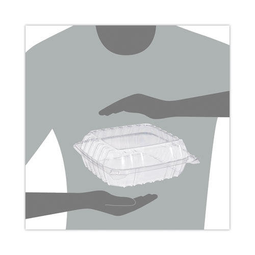 8x8 Dart ClearSeal Hinged-Lid Plastic Containers, 8.3x8.3x3, Clear, 250/cs