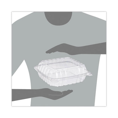 8x8 Dart ClearSeal Hinged-Lid Plastic Containers, 8.3x8.3x3, Clear, 250/cs