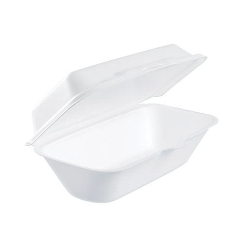 5x10x3 Dart Foam Hinged Lid Container, Hoagie Container, Removable Lid, 5.3x9.8x3.3, White, 500/cs