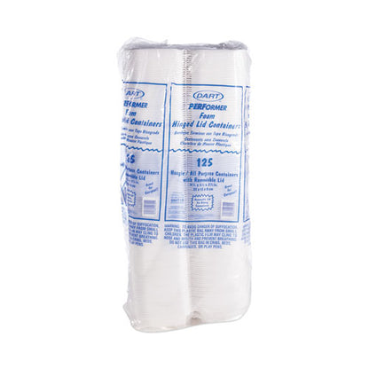 5x10x3 Dart Foam Hinged Lid Container, Hoagie Container, Removable Lid, 5.3x9.8x3.3, White, 500/cs