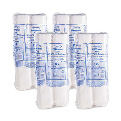 5x10x3 Dart Foam Hinged Lid Container, Hoagie Container, Removable Lid, 5.3x9.8x3.3, White, 500/cs
