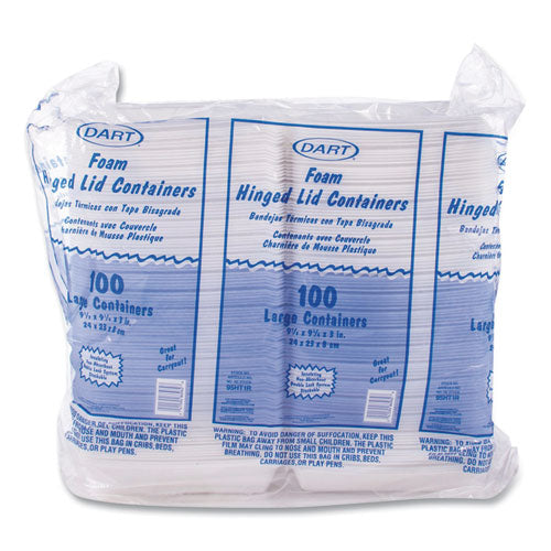 9.25x9.5x3 Dart Foam Hinged Lid Containers, 200/ct