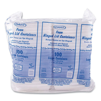 9.25x9.5x3 Dart Foam Hinged Lid Containers, 200/ct