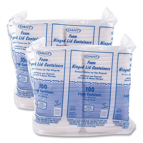 9.25x9.5x3 Dart Foam Hinged Lid Containers, 200/ct