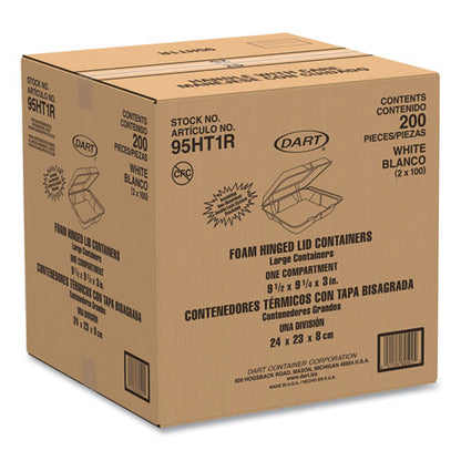 9.25x9.5x3 Dart Foam Hinged Lid Containers, 200/ct