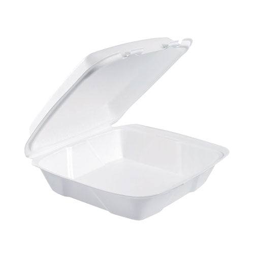 9x9x3 Dart Foam Hinged Containers, 9.01x9.4x3.1, White, 200/cs