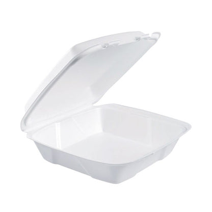 9x9x3 Dart Foam Hinged Containers, 9.01x9.4x3.1, White, 200/cs