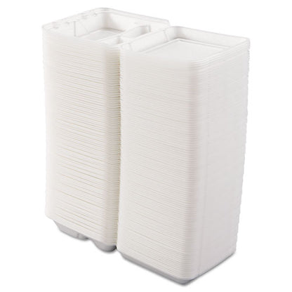 7.5x8x2.3 Dart Foam Hinged Lid Containers, 3 Compartment, White, 200/CS