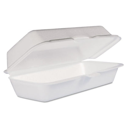 7x4x2.3 Dart Foam Hinged Lid Hot Dog Container, White, 7.1x3.8x2.3, 500/CS