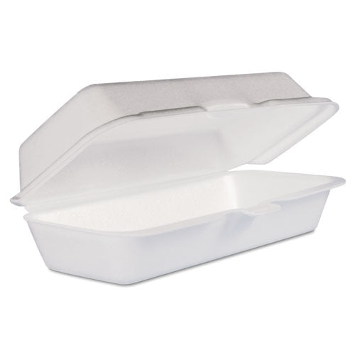 7x4x2.3 Dart Foam Hinged Lid Hot Dog Container, White, 7.1x3.8x2.3, 500/CS